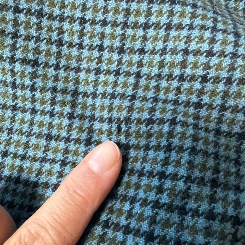 Pendleton Houndstooth Blazer 100% Virgin Wool Teal ‎ Women's Small See Measures